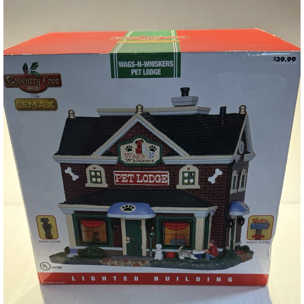 Lemax Coventry Cove Wags N Whiskers Pet Lodge Christmas Village Lighted 2015 Box